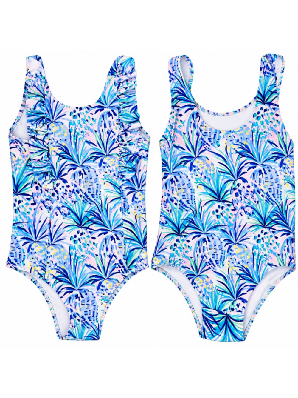 Tommy Bahama Girls Size 12 One Piece Swimsuit Tropical Floral Ruffle NWOT